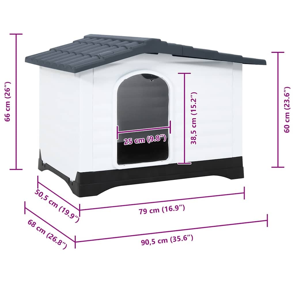Cuccia per cani grigia 90,5x68x66 cm in polipropilene — miniatura 6 di 6
