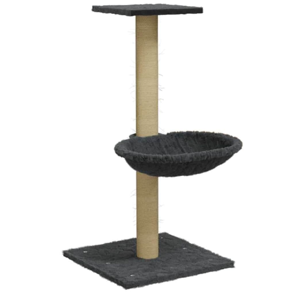 Albero per Gatti con Palo Tiragraffi Sisal Grigio Scuro 74 cm — miniatura 2 di 8