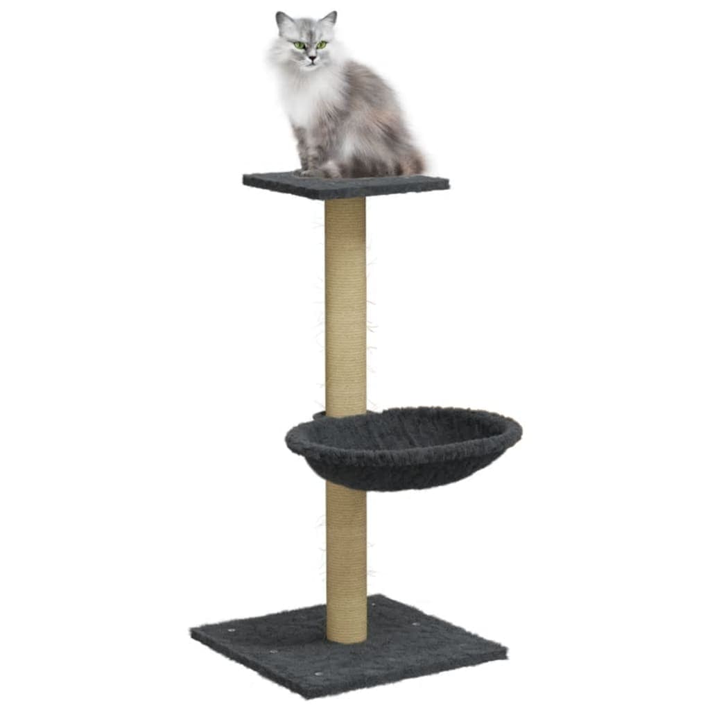Albero per Gatti con Palo Tiragraffi Sisal Grigio Scuro 74 cm — miniatura 3 di 8