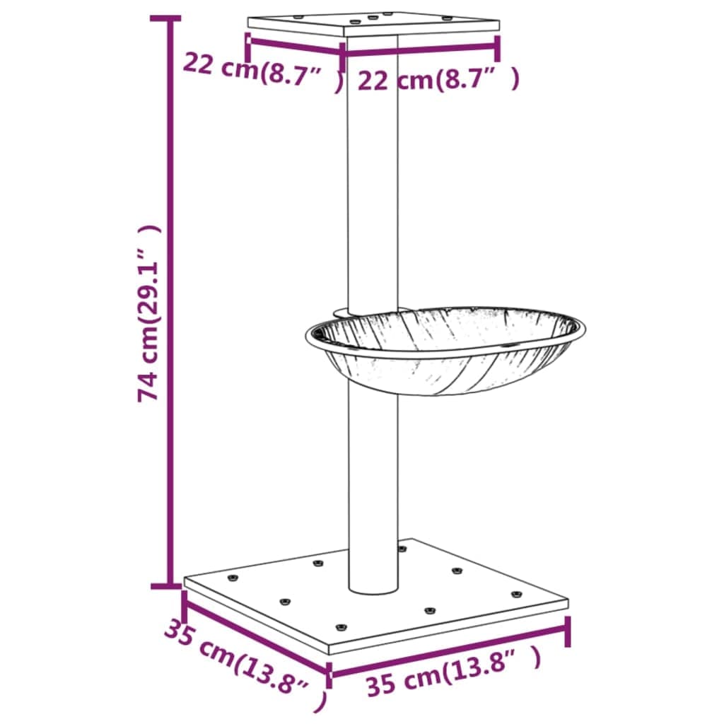 Albero per Gatti con Palo Tiragraffi Sisal Grigio Scuro 74 cm — miniatura 8 di 8