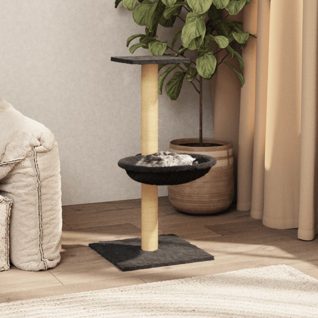 Albero per Gatti con Palo Tiragraffi Sisal Grigio Scuro 74 cm — miniatura 1 di 8
