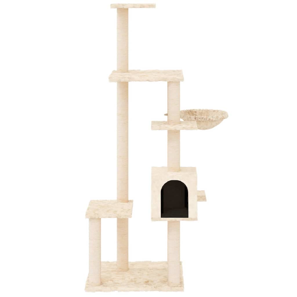 Albero per Gatti con Tiragraffi in Sisal Crema 142 cm — miniatura 3 di 6