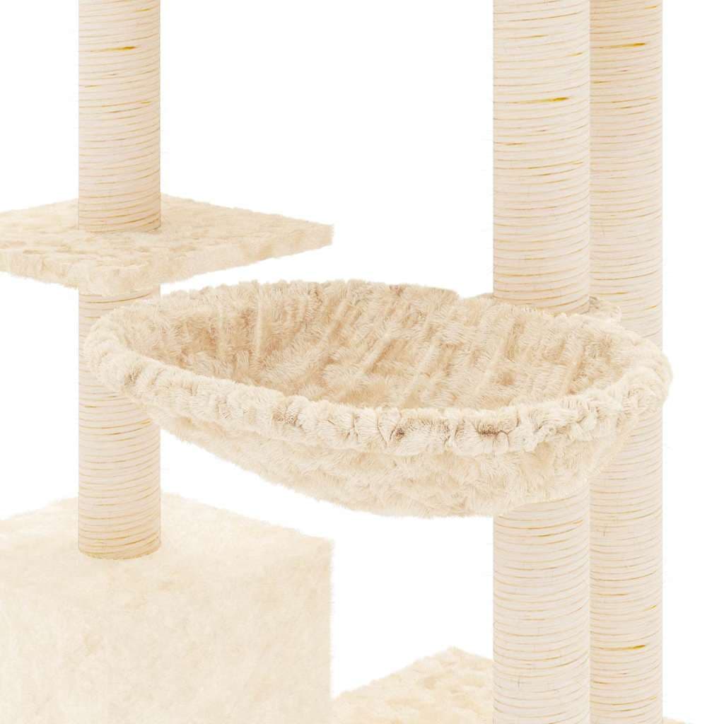 Albero per Gatti con Tiragraffi in Sisal Crema 142 cm — miniatura 5 di 6