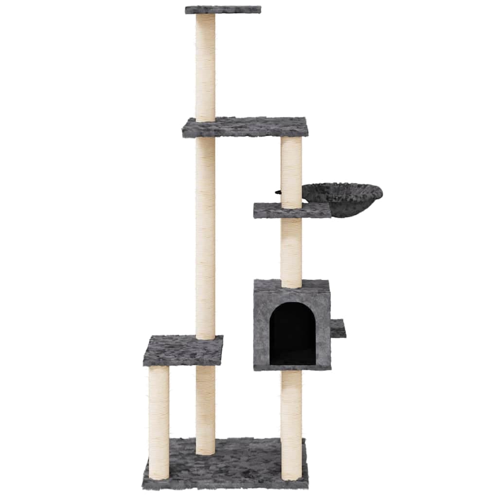 Albero per Gatti con Tiragraffi in Sisal Grigio Scuro 142 cm — miniatura 3 di 6
