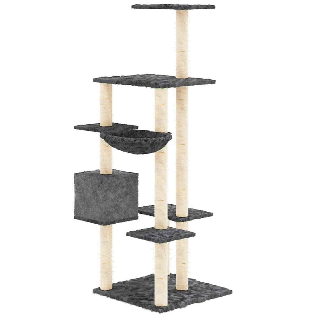 Albero per Gatti con Tiragraffi in Sisal Grigio Scuro 142 cm — miniatura 4 di 6