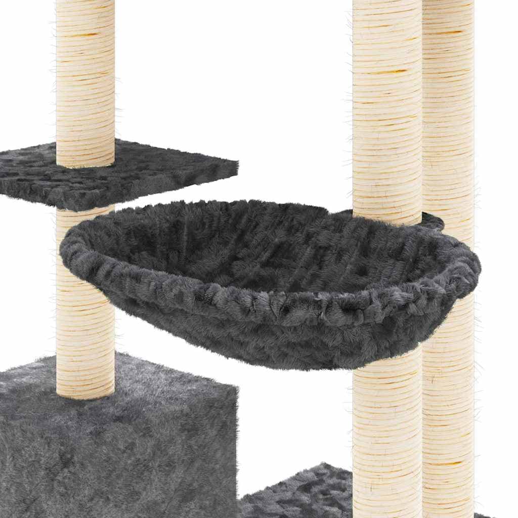 Albero per Gatti con Tiragraffi in Sisal Grigio Scuro 142 cm — miniatura 5 di 6