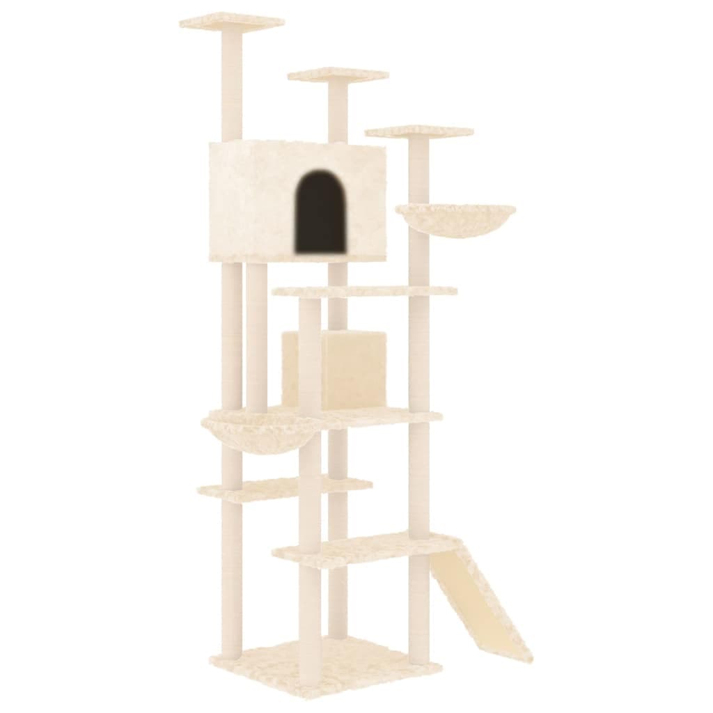 Albero per Gatti con Tiragraffi in Sisal Crema 191 cm — miniatura 2 di 6