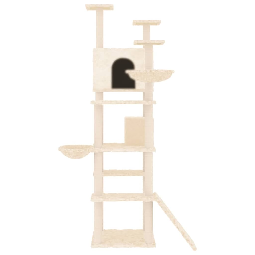 Albero per Gatti con Tiragraffi in Sisal Crema 191 cm — miniatura 3 di 6
