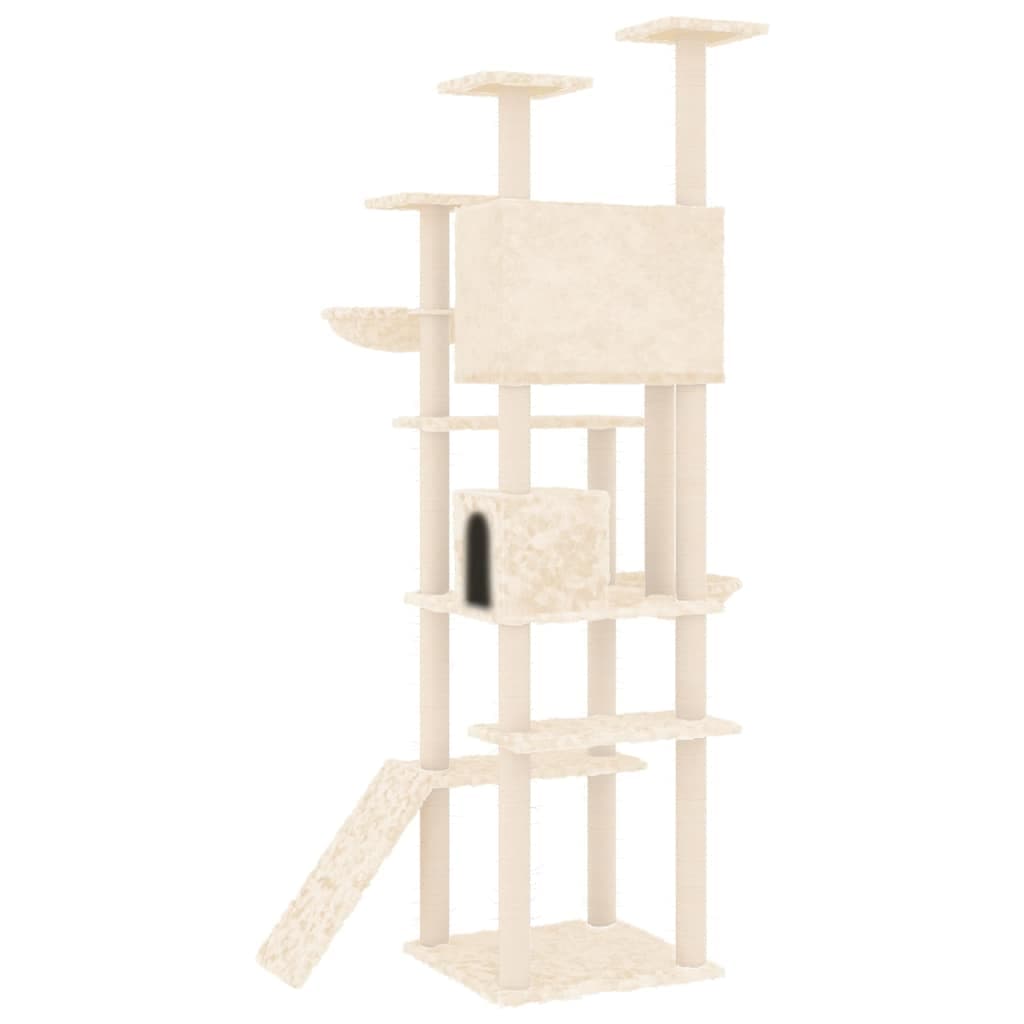 Albero per Gatti con Tiragraffi in Sisal Crema 191 cm — miniatura 4 di 6