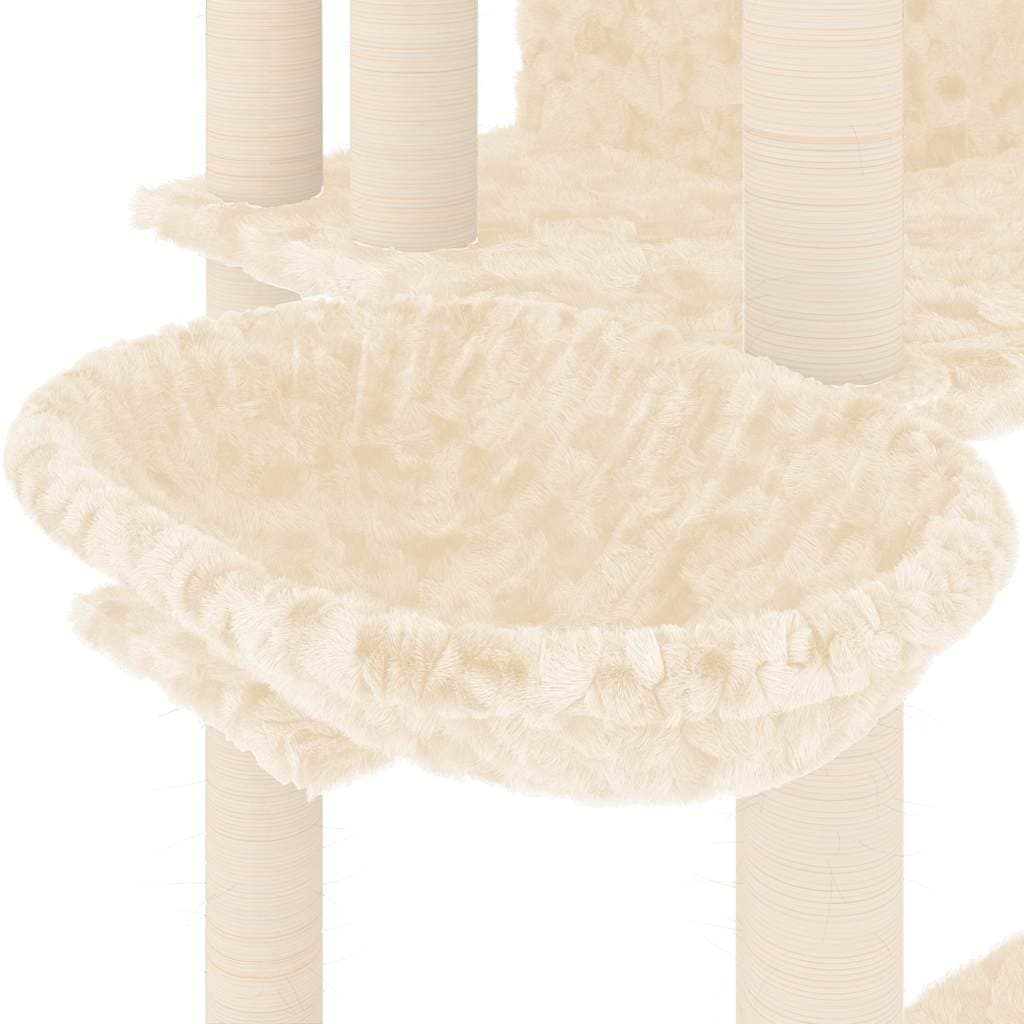 Albero per Gatti con Tiragraffi in Sisal Crema 191 cm — miniatura 5 di 6