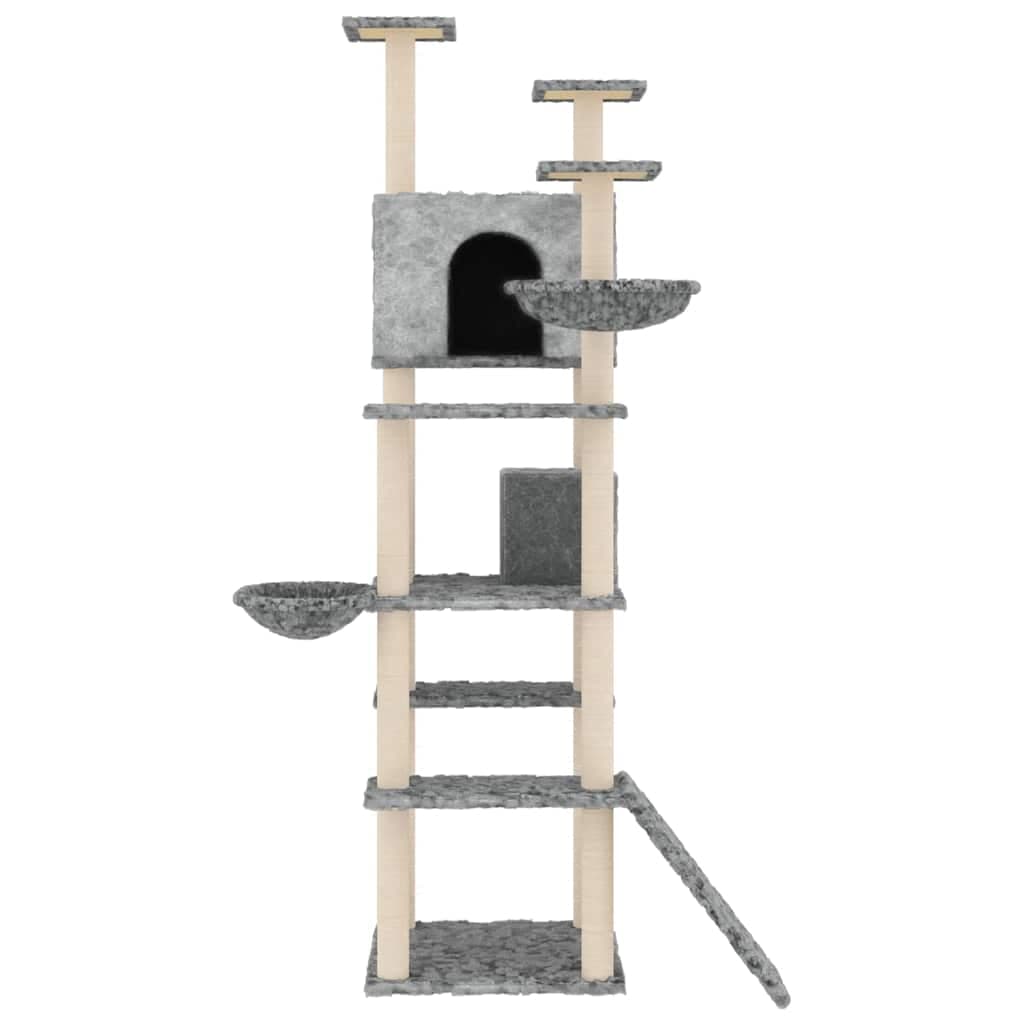Albero per Gatti con Tiragraffi in Sisal Grigio Chiaro 191 cm — miniatura 3 di 6