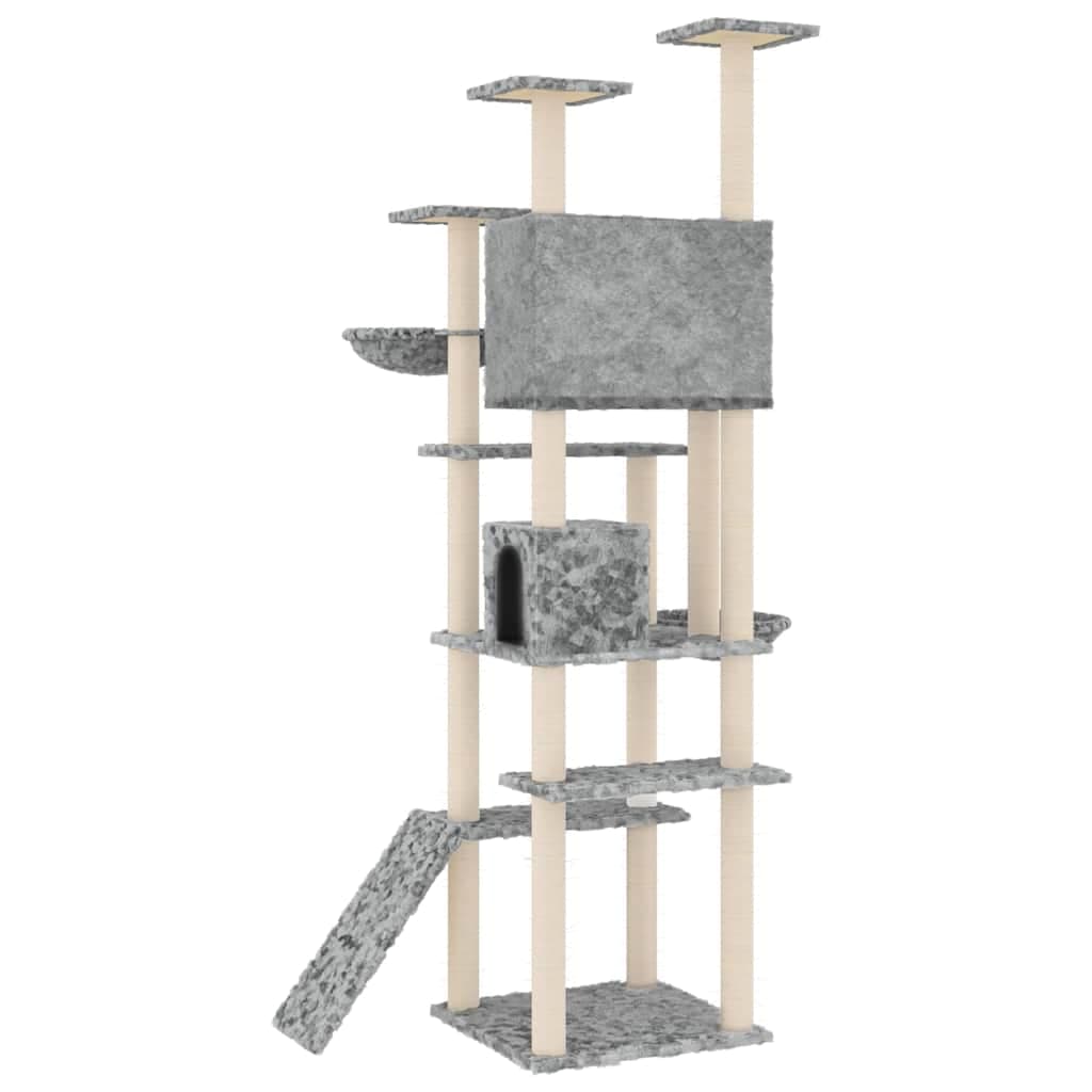 Albero per Gatti con Tiragraffi in Sisal Grigio Chiaro 191 cm — miniatura 4 di 6