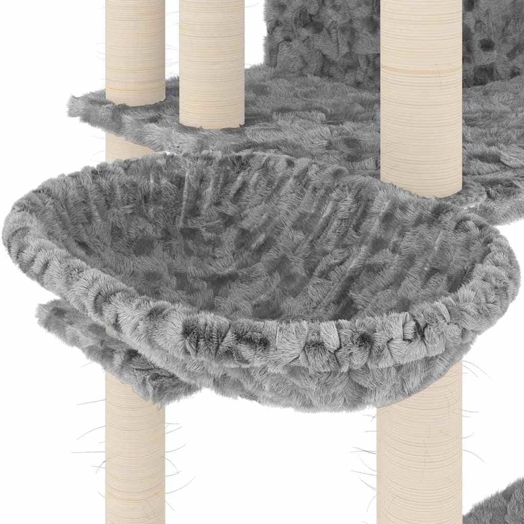 Albero per Gatti con Tiragraffi in Sisal Grigio Chiaro 191 cm — miniatura 5 di 6
