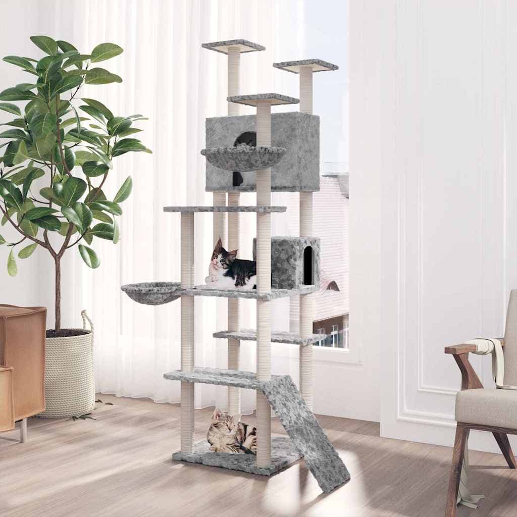 Albero per Gatti con Tiragraffi in Sisal Grigio Chiaro 191 cm — miniatura 1 di 6