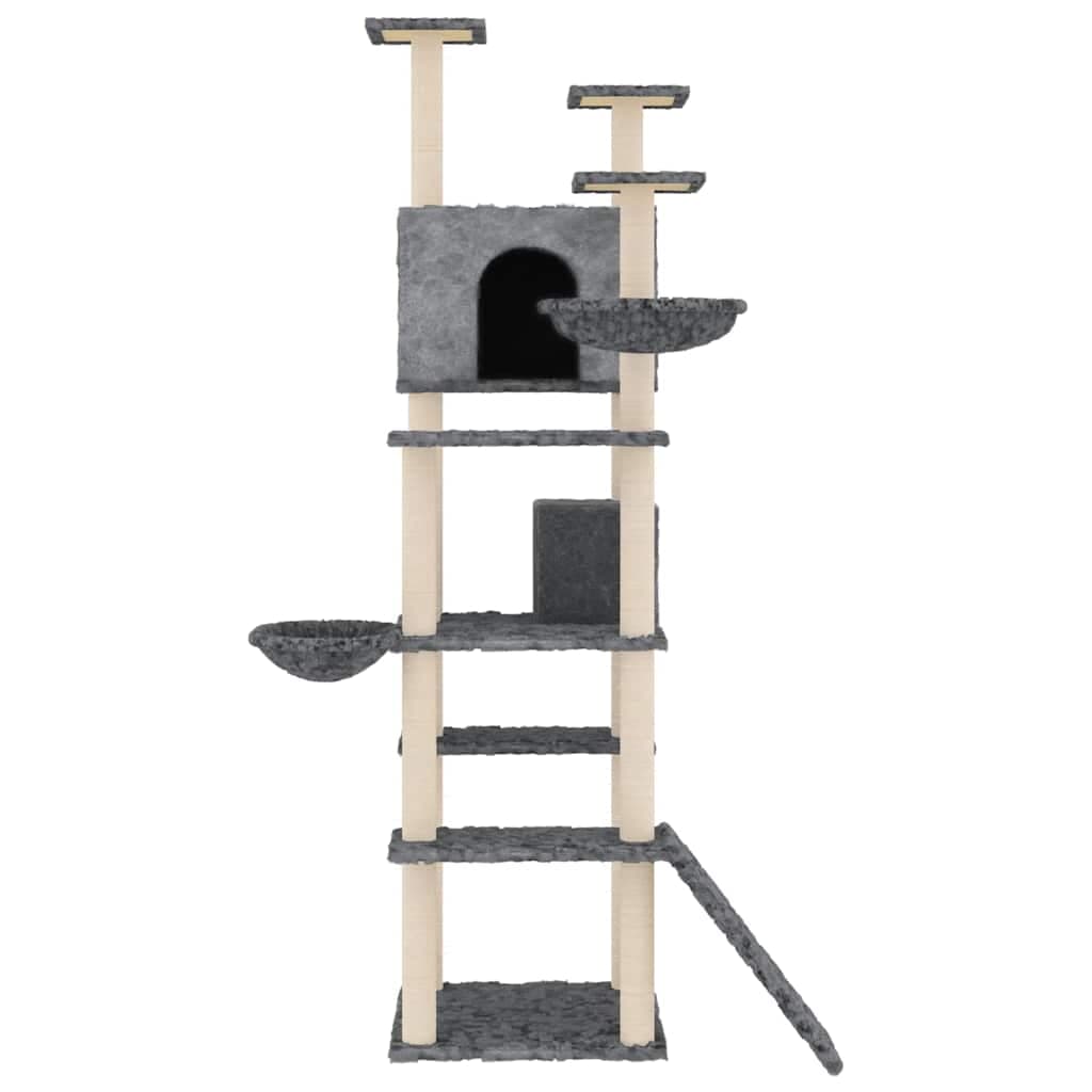 Albero per Gatti con Tiragraffi in Sisal Grigio Scuro 191 cm — miniatura 3 di 6