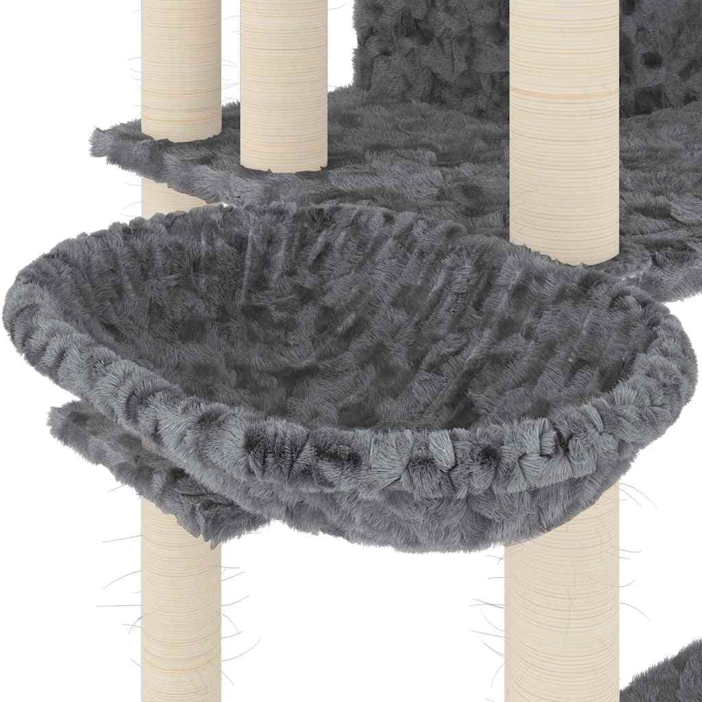 Albero per Gatti con Tiragraffi in Sisal Grigio Scuro 191 cm — miniatura 5 di 6