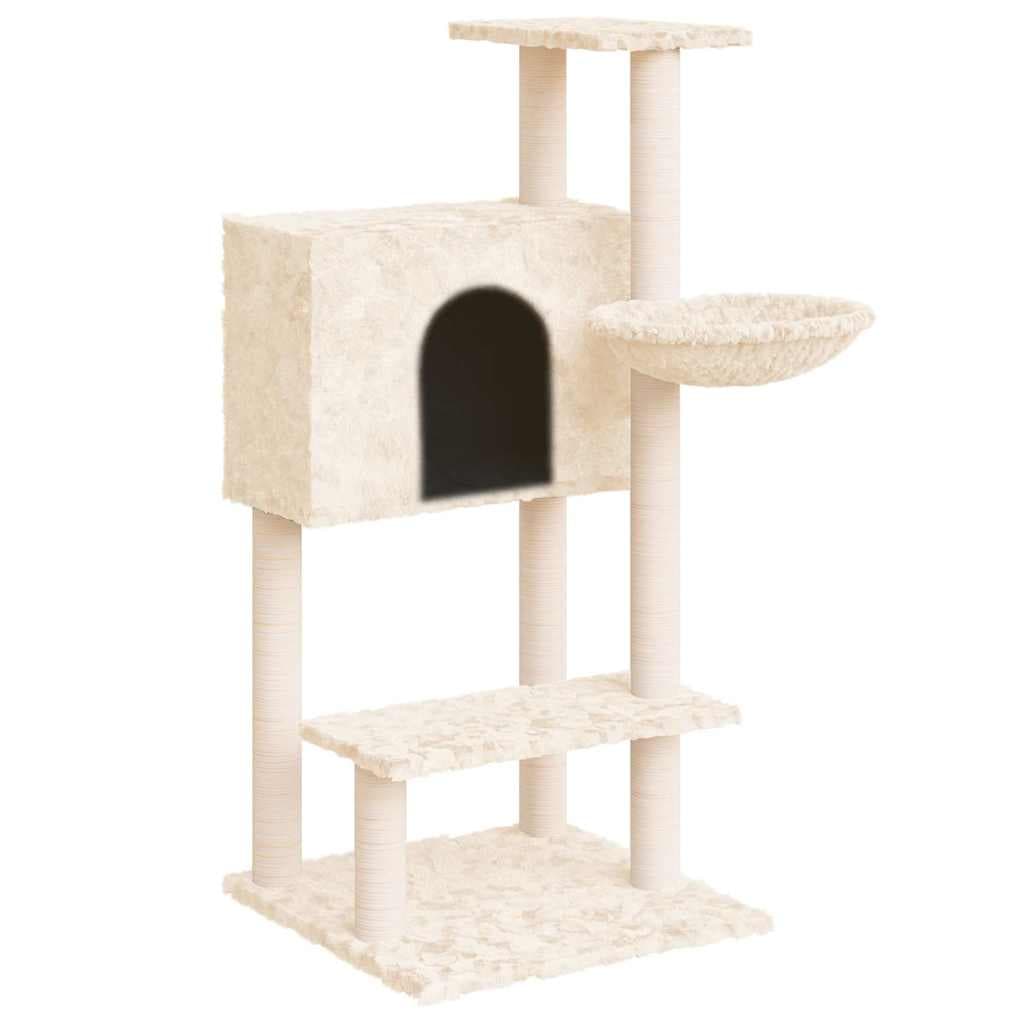 Albero per Gatti con Tiragraffi in Sisal Crema 108,5 cm — miniatura 2 di 6