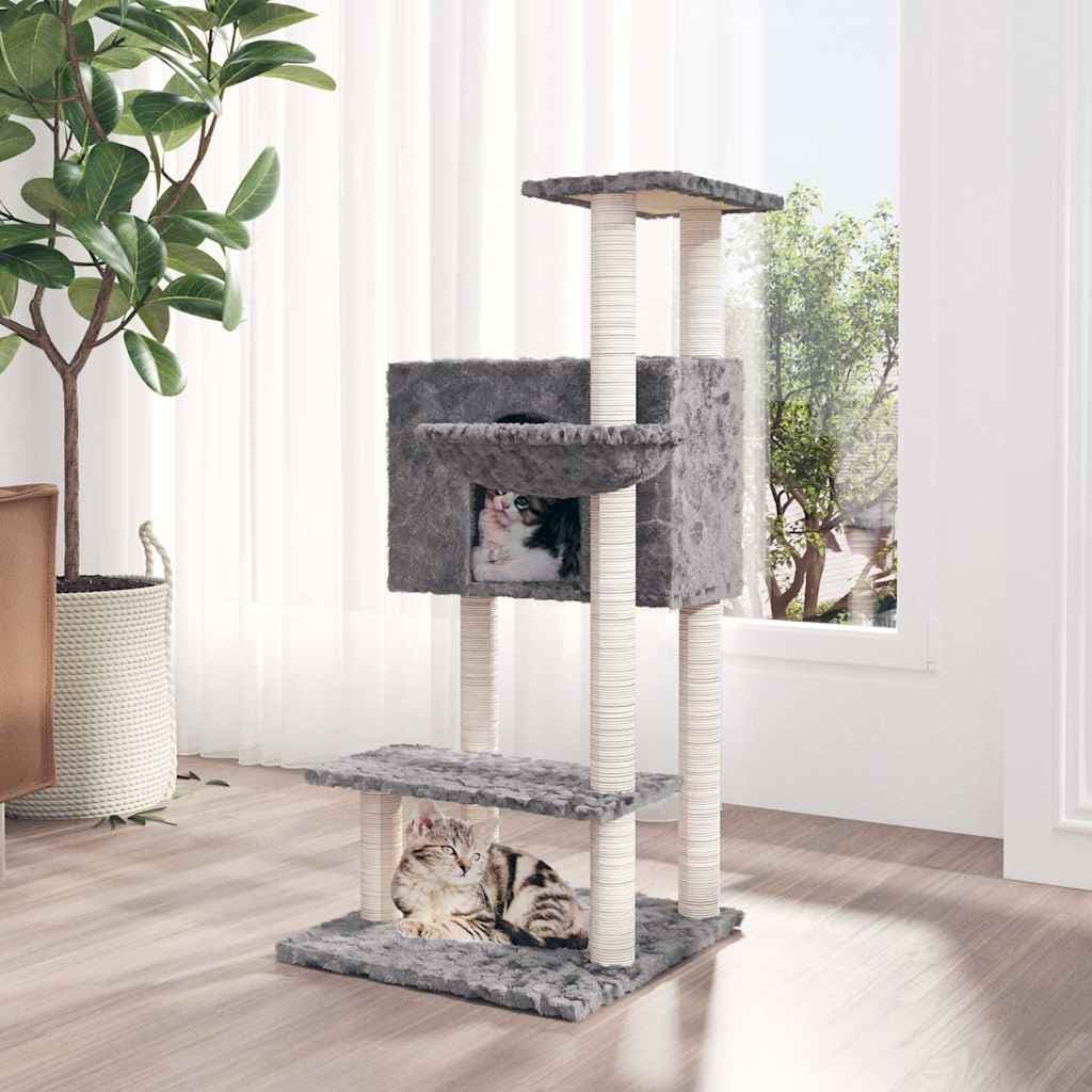 Albero per Gatti con Tiragraffi in Sisal Grigio Chiaro 108,5 cm — miniatura 1 di 6