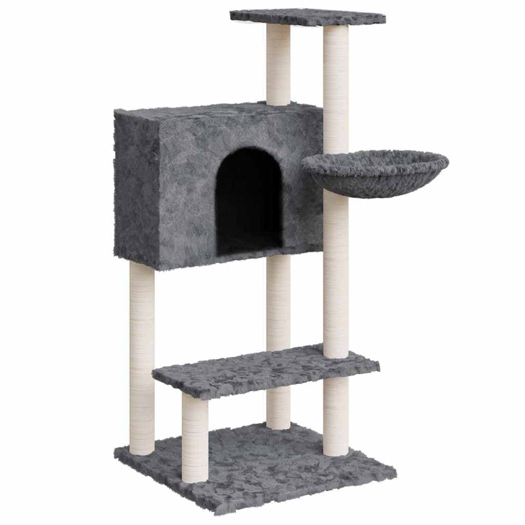 Albero per Gatti con Tiragraffi in Sisal Grigio Scuro 108,5 cm — miniatura 2 di 6