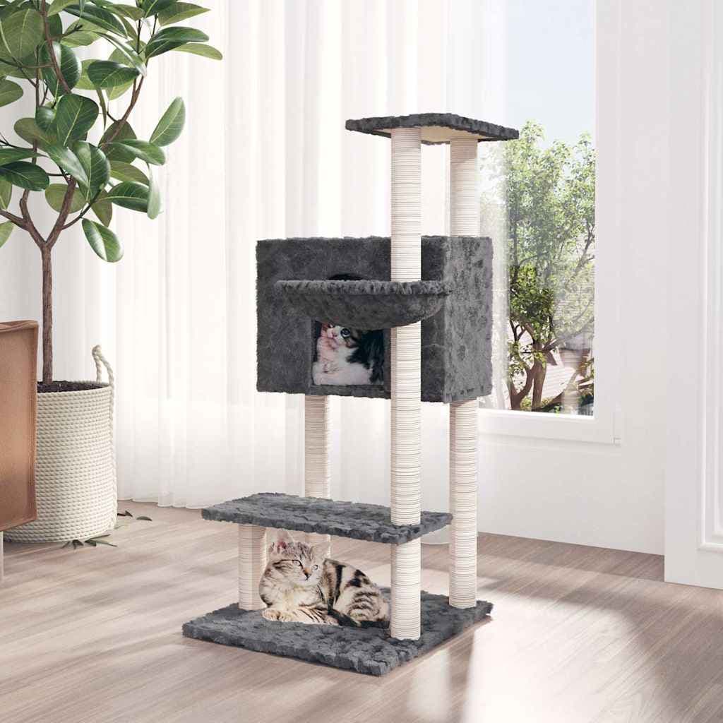 Albero per Gatti con Tiragraffi in Sisal Grigio Scuro 108,5 cm — miniatura 1 di 6