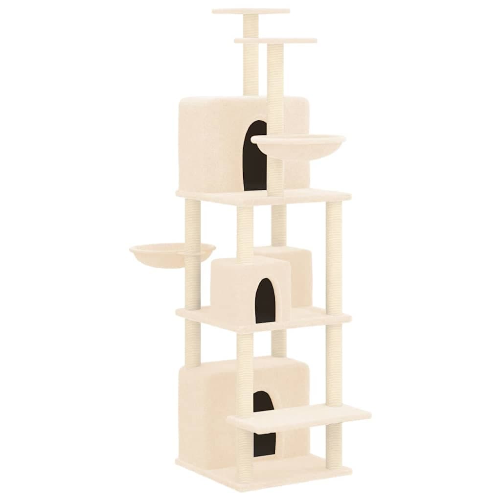 Albero per Gatti con Tiragraffi in Sisal Crema 180 cm — miniatura 2 di 6