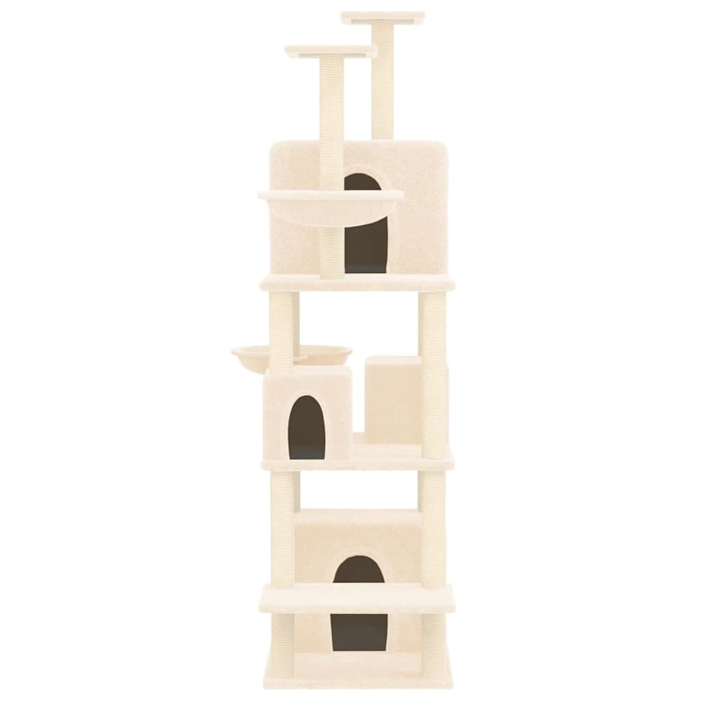 Albero per Gatti con Tiragraffi in Sisal Crema 180 cm — miniatura 3 di 6