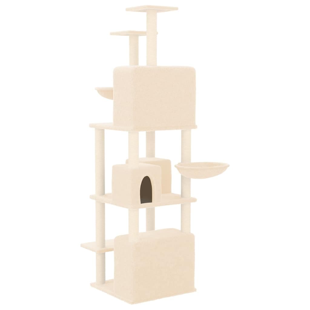 Albero per Gatti con Tiragraffi in Sisal Crema 180 cm — miniatura 4 di 6