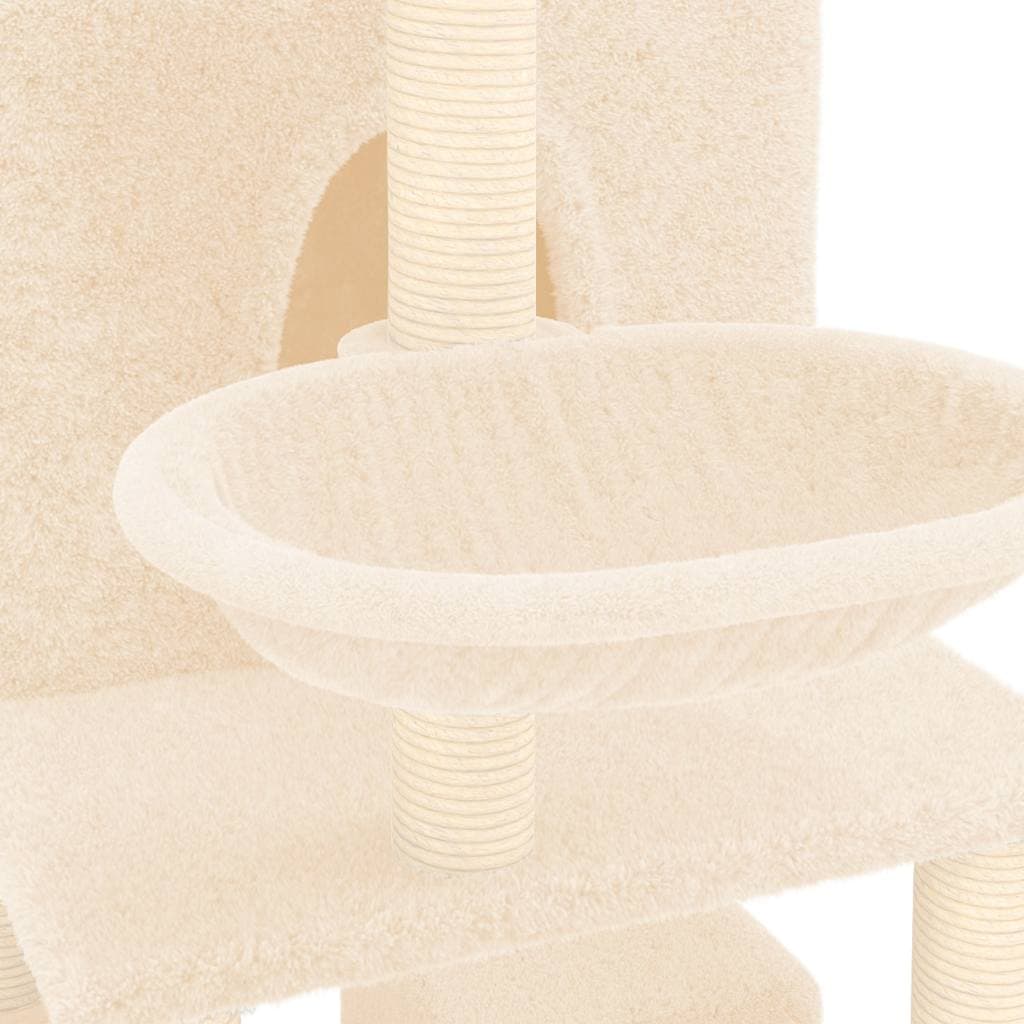 Albero per Gatti con Tiragraffi in Sisal Crema 180 cm — miniatura 5 di 6