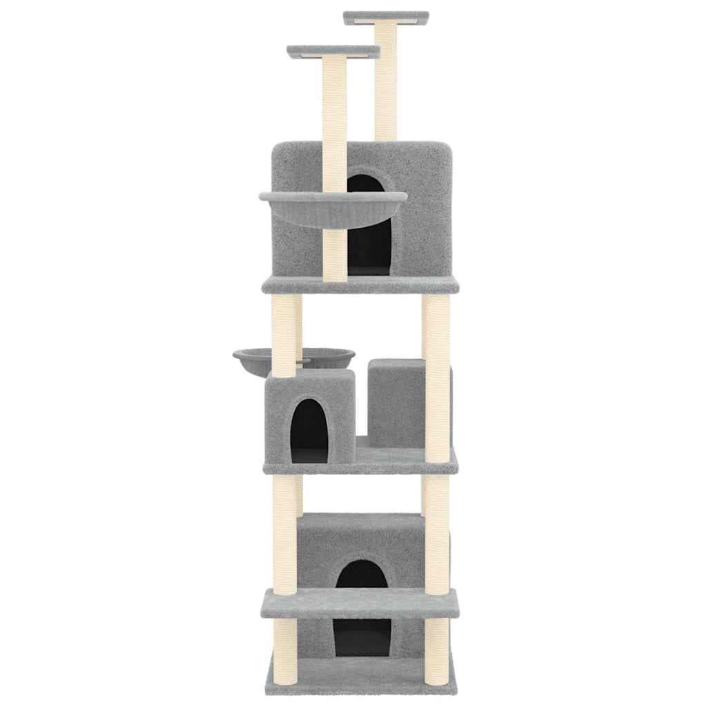 Albero per Gatti con Tiragraffi in Sisal Grigio Chiaro 180 cm — miniatura 3 di 6