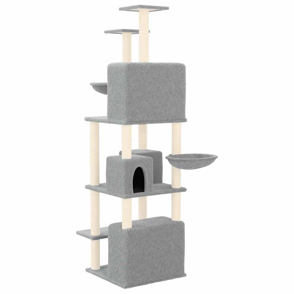 Albero per Gatti con Tiragraffi in Sisal Grigio Chiaro 180 cm — miniatura 4 di 6
