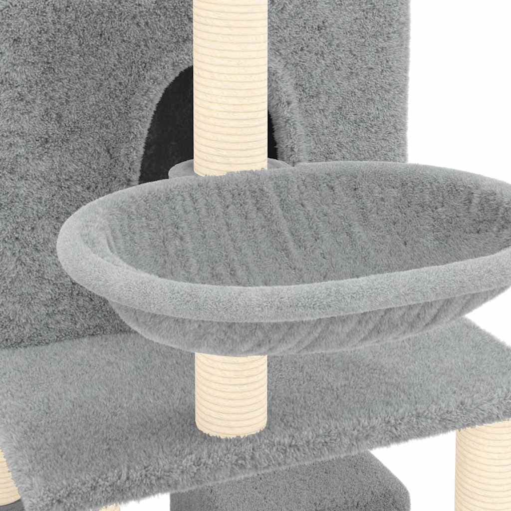 Albero per Gatti con Tiragraffi in Sisal Grigio Chiaro 180 cm — miniatura 5 di 6