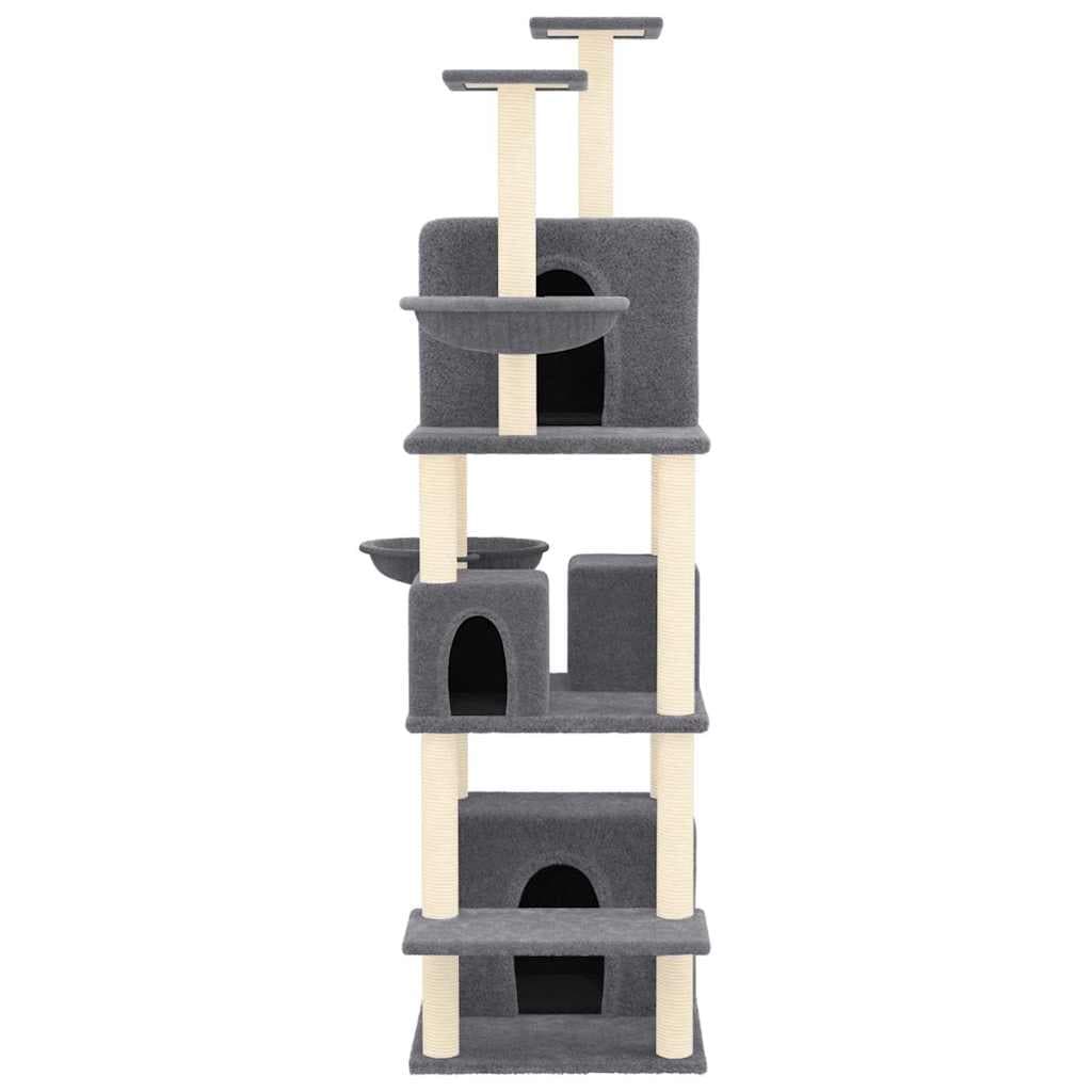 Albero per Gatti con Tiragraffi in Sisal Grigio Scuro 180 cm — miniatura 3 di 6
