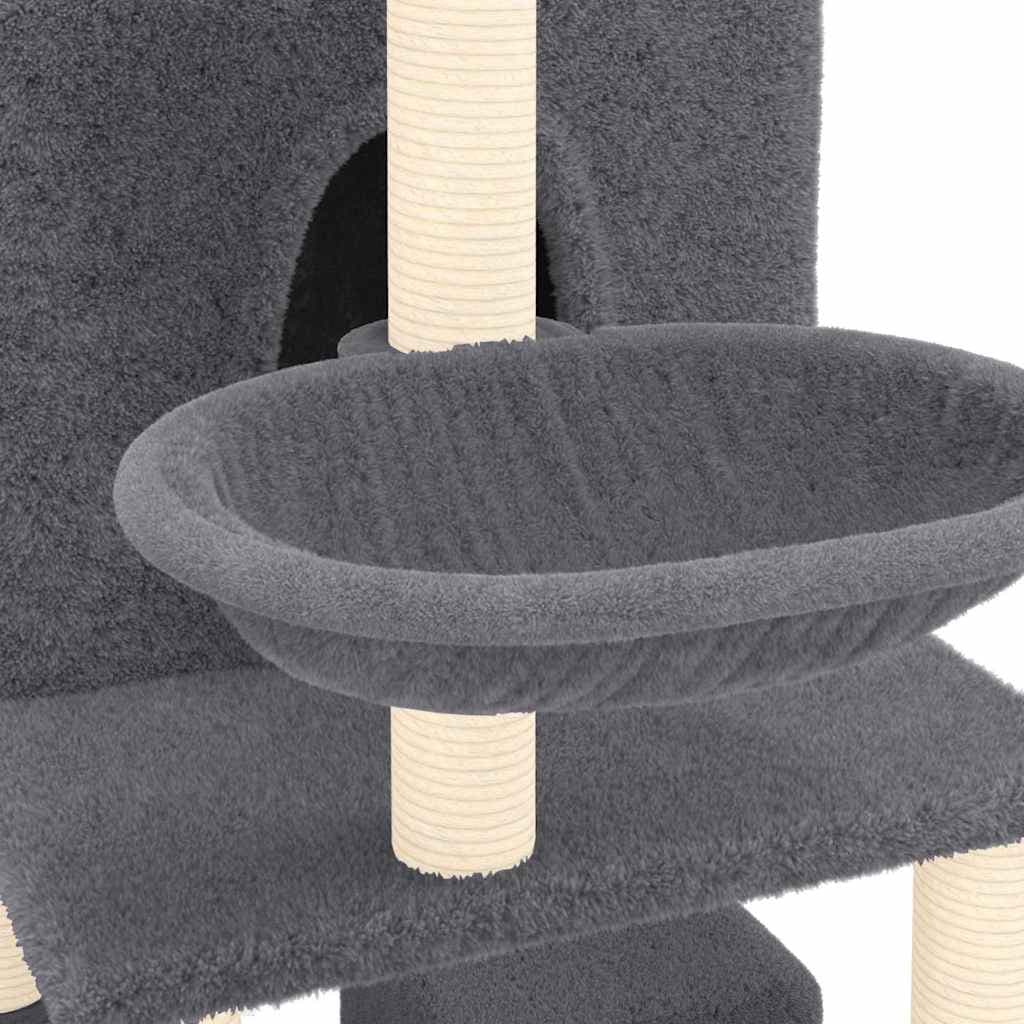 Albero per Gatti con Tiragraffi in Sisal Grigio Scuro 180 cm — miniatura 5 di 6
