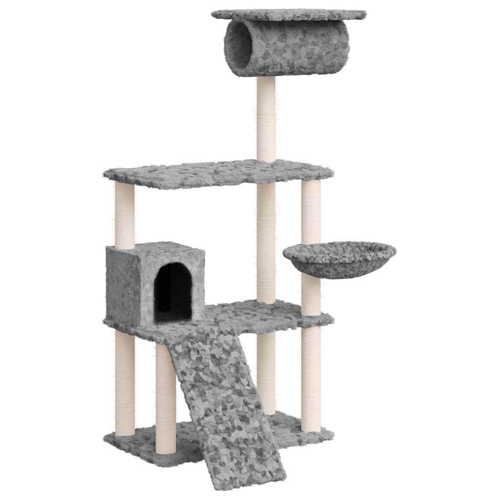 Albero per Gatti con Tiragraffi in Sisal Grigio Chiaro 131 cm — miniatura 2 di 6