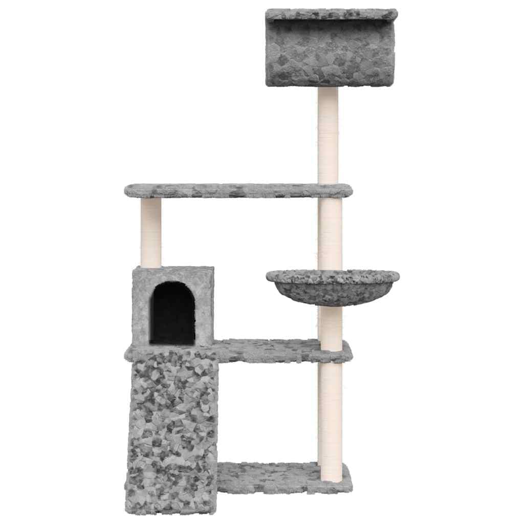 Albero per Gatti con Tiragraffi in Sisal Grigio Chiaro 131 cm — miniatura 3 di 6