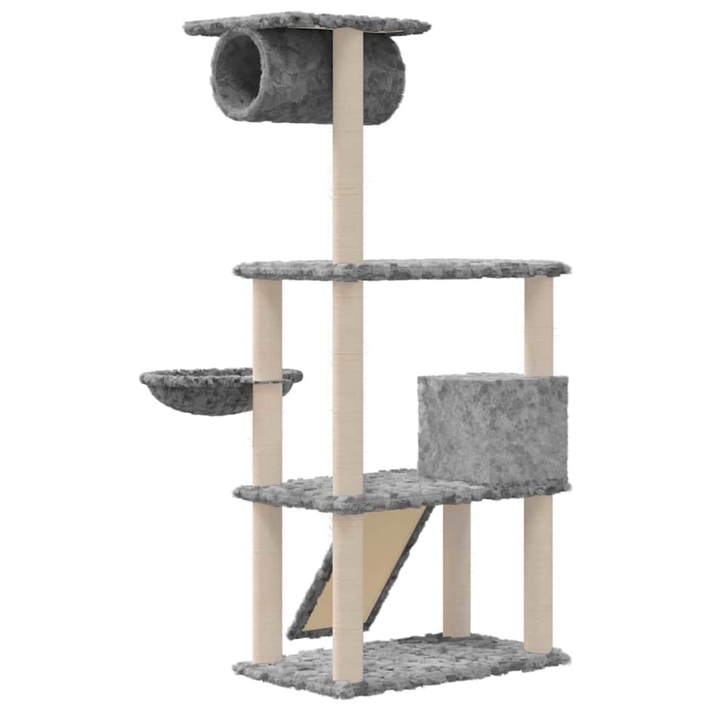 Albero per Gatti con Tiragraffi in Sisal Grigio Chiaro 131 cm — miniatura 4 di 6