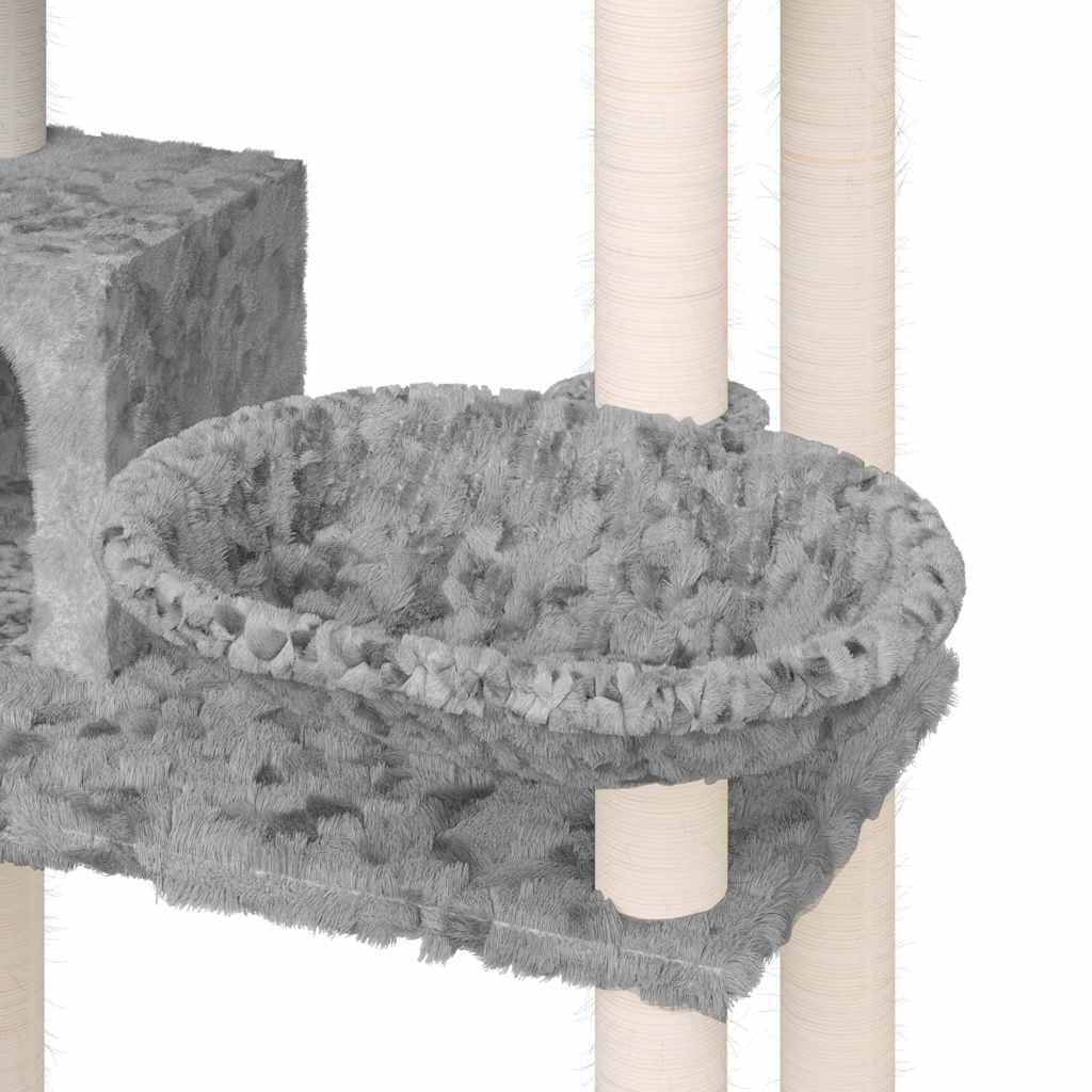 Albero per Gatti con Tiragraffi in Sisal Grigio Chiaro 131 cm — miniatura 5 di 6