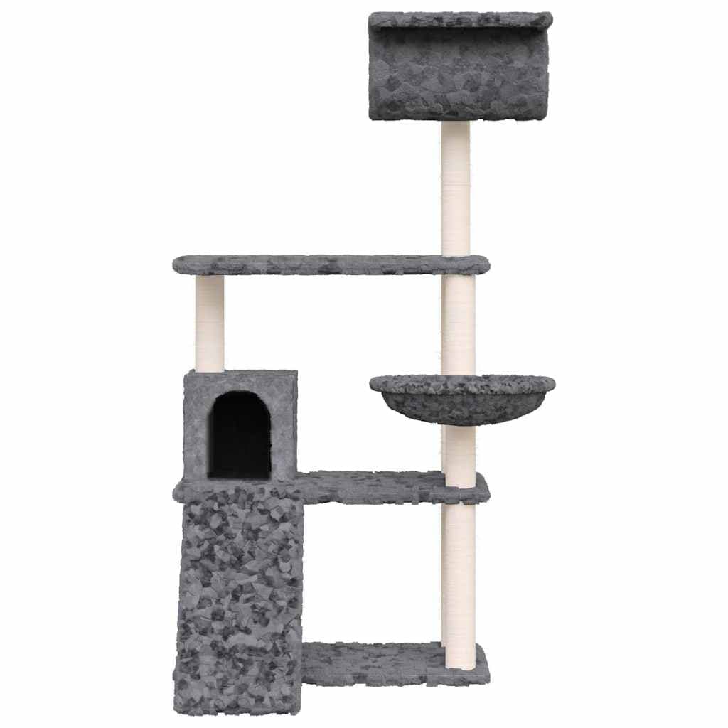 Albero per Gatti con Tiragraffi in Sisal Grigio Scuro 131 cm — miniatura 3 di 6