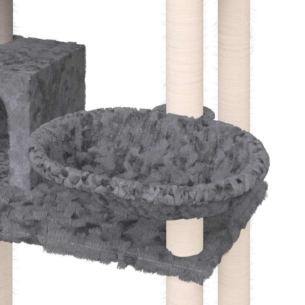 Albero per Gatti con Tiragraffi in Sisal Grigio Scuro 131 cm — miniatura 5 di 6