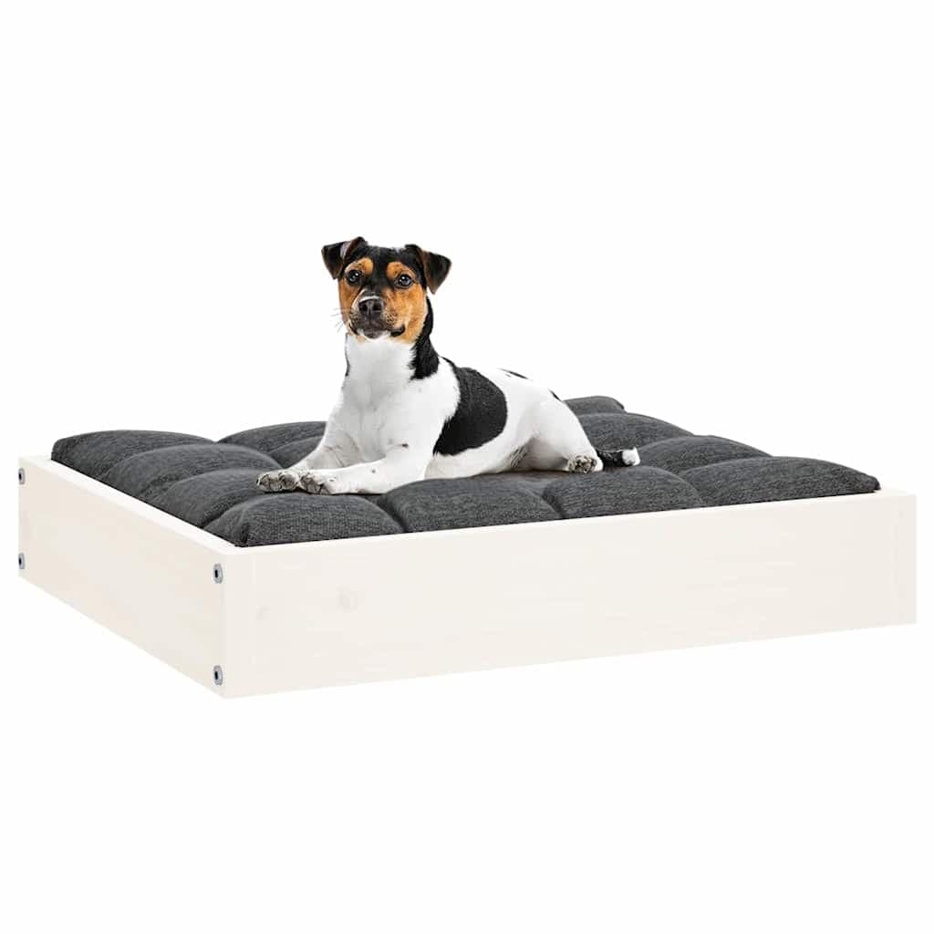 Cuccia per Cani Bianca 51,5x44x9 cm in Legno Massello di Pino — miniatura 6 di 8