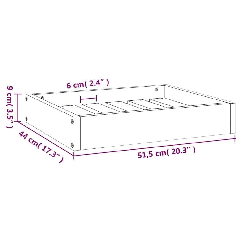 Cuccia per Cani Nera 51,5x44x9 cm in Legno Massello di Pino — miniatura 8 di 8