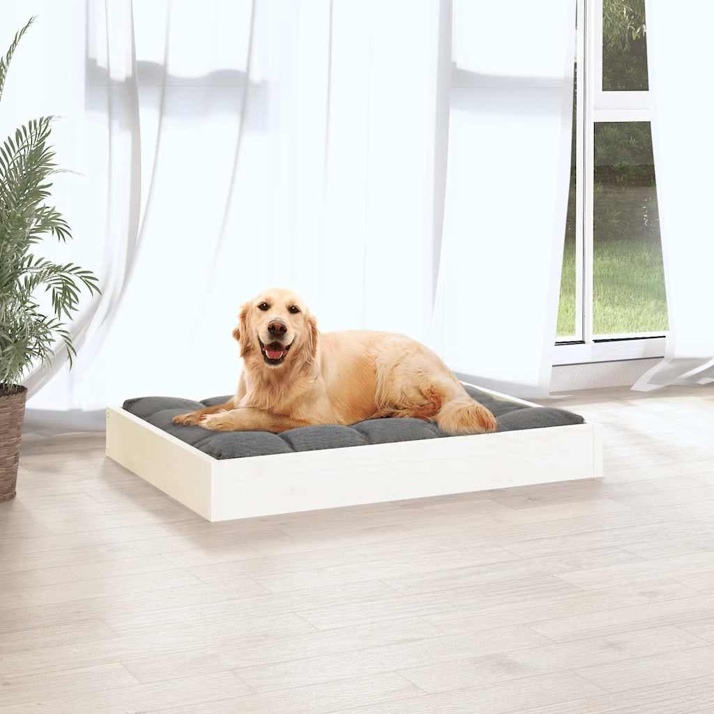 Cuccia per Cani Bianca 71,5x54x9 cm in Legno Massello di Pino — miniatura 3 di 8