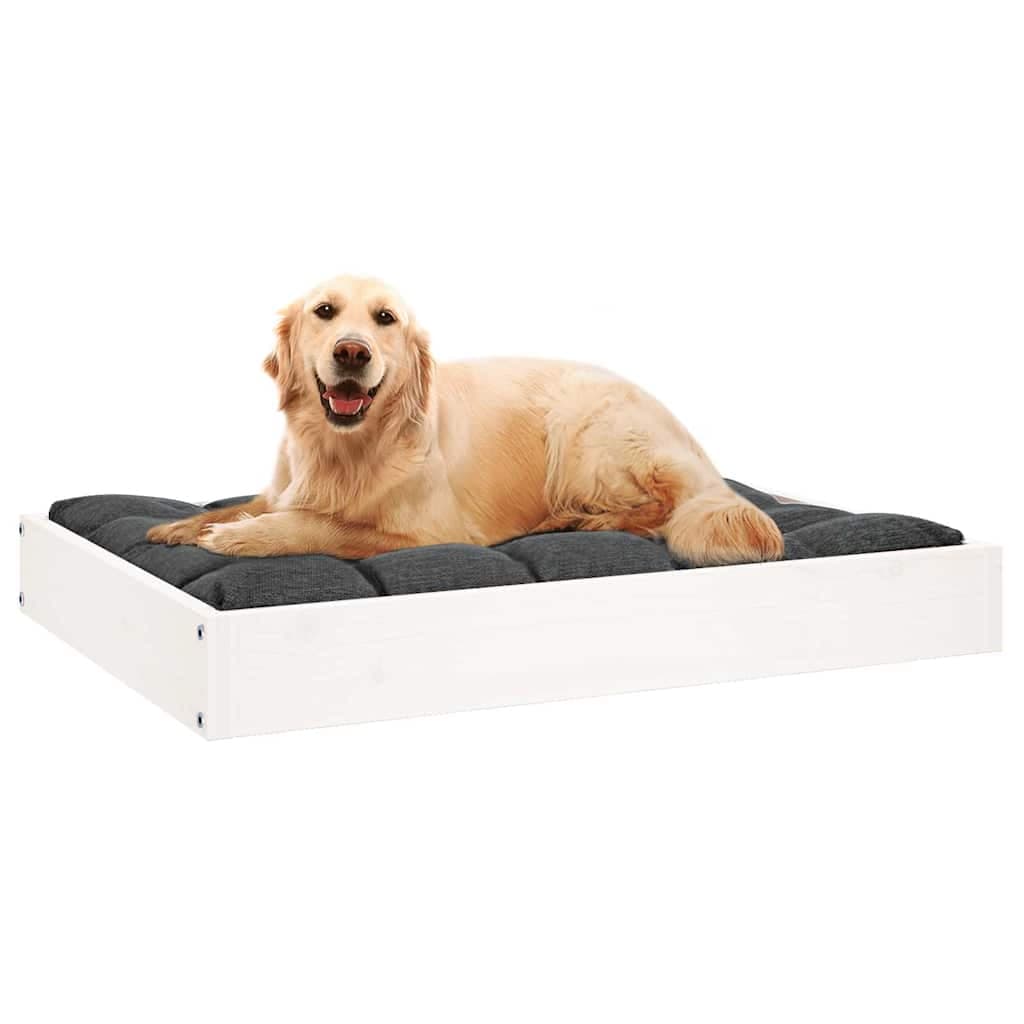 Cuccia per Cani Bianca 71,5x54x9 cm in Legno Massello di Pino — miniatura 6 di 8