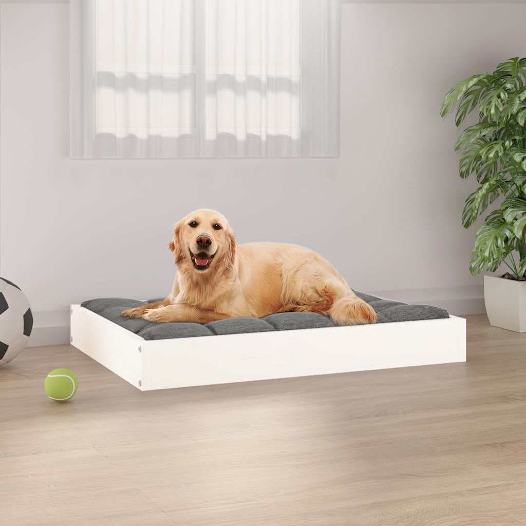 Cuccia per Cani Bianca 71,5x54x9 cm in Legno Massello di Pino — miniatura 1 di 8