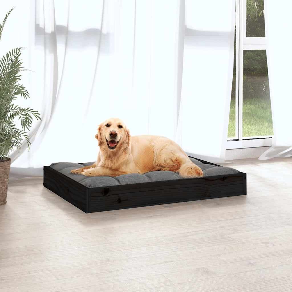 Cuccia per Cani Nera 71,5x54x9 cm in Legno Massello di Pino — miniatura 3 di 8