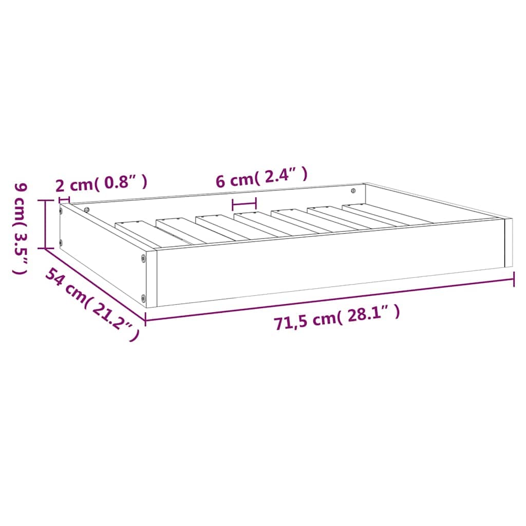 Cuccia per Cani Nera 71,5x54x9 cm in Legno Massello di Pino — miniatura 8 di 8
