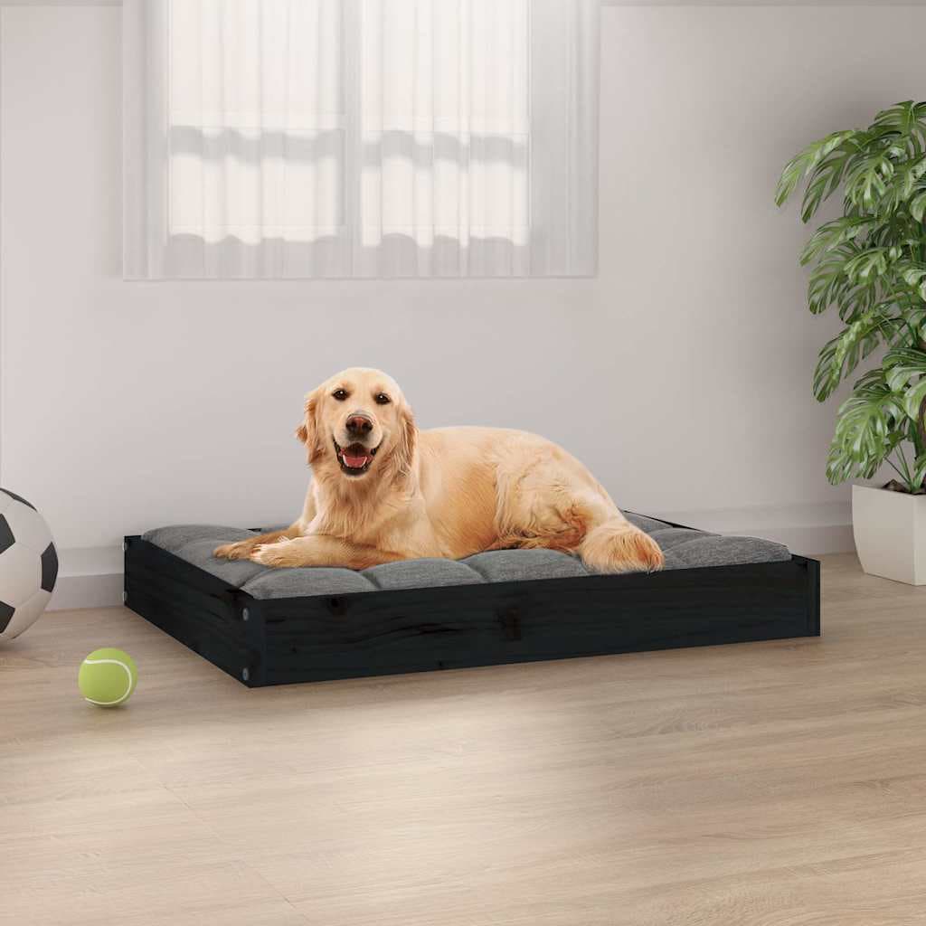 Cuccia per Cani Nera 71,5x54x9 cm in Legno Massello di Pino — miniatura 1 di 8