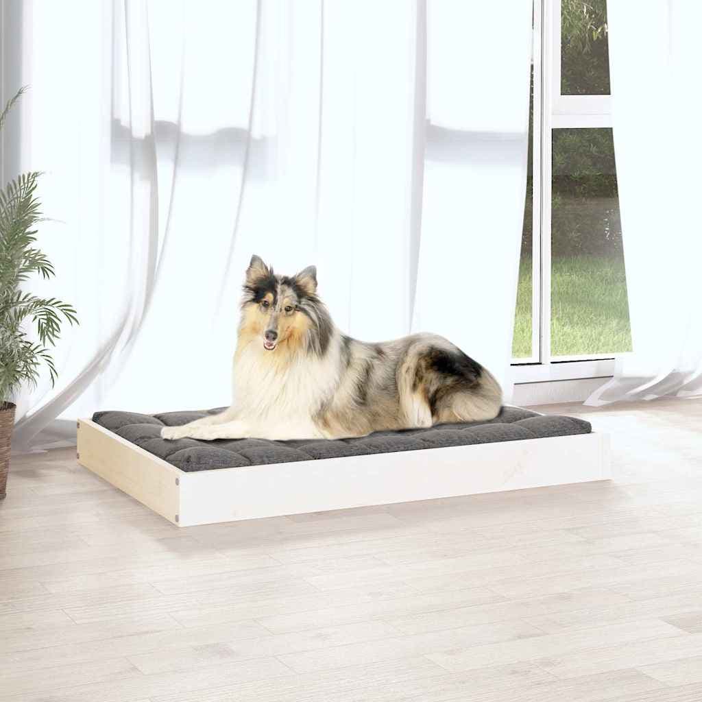 Cuccia per Cani Bianca 91,5x64x9 cm in Legno Massello di Pino — foto 3 di 8