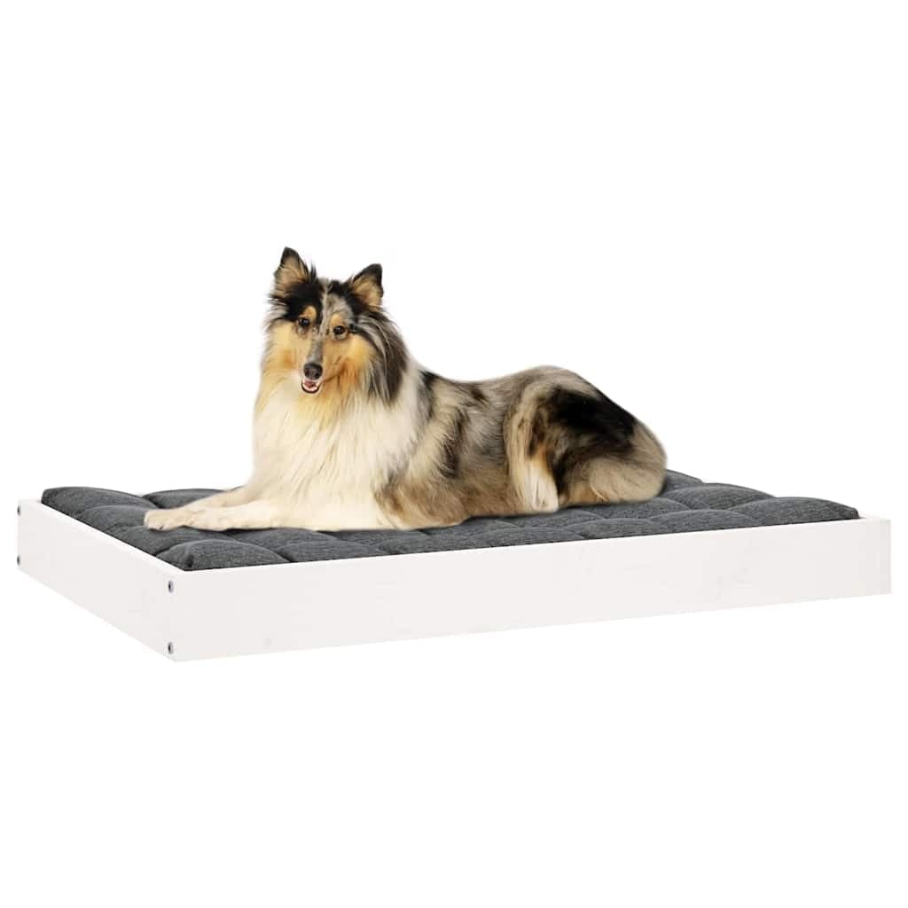 Cuccia per Cani Bianca 91,5x64x9 cm in Legno Massello di Pino — foto 6 di 8
