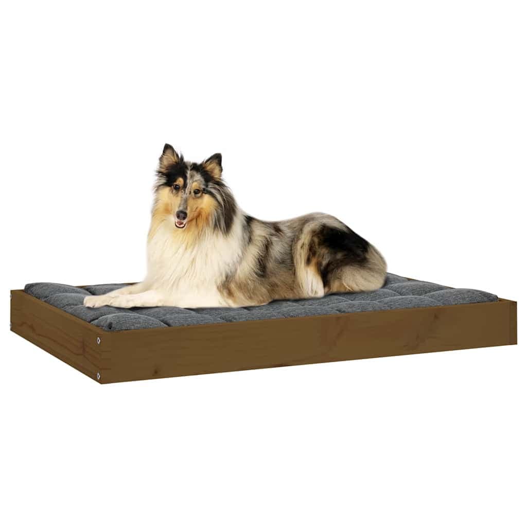 Cuccia per Cani Ambrata 91,5x64x9 cm in Legno Massello di Pino — foto 6 di 8